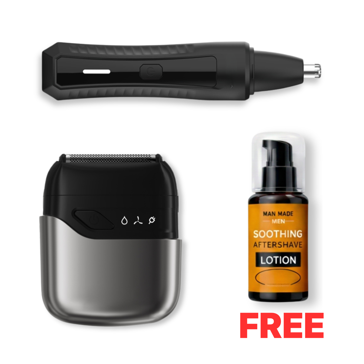 Foil Shaver, Nose Trimmer, Aftershave Bundle